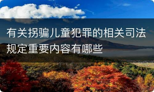 有关拐骗儿童犯罪的相关司法规定重要内容有哪些