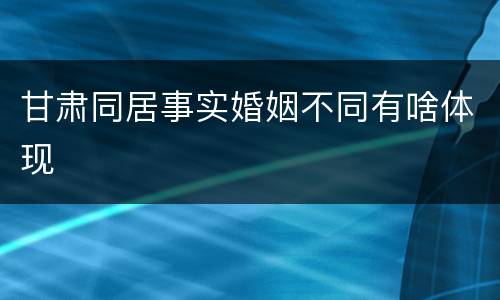 甘肃同居事实婚姻不同有啥体现