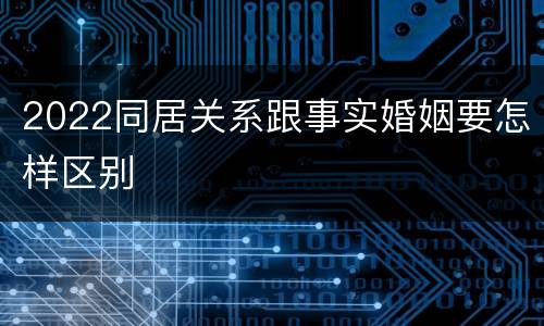 2022同居关系跟事实婚姻要怎样区别