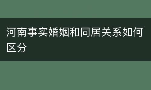 河南事实婚姻和同居关系如何区分