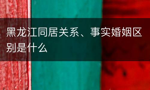 黑龙江同居关系、事实婚姻区别是什么
