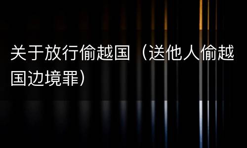 关于放行偷越国（送他人偷越国边境罪）