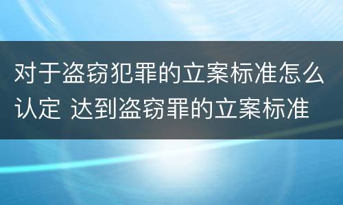 对于盗窃犯罪的立案标准怎么认定 达到盗窃罪的立案标准