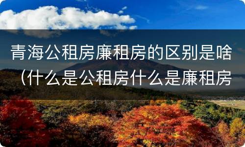 青海公租房廉租房的区别是啥（什么是公租房什么是廉租房）