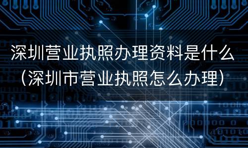 深圳营业执照办理资料是什么（深圳市营业执照怎么办理）