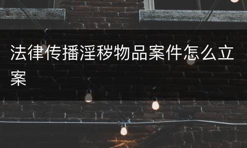 法律传播淫秽物品案件怎么立案