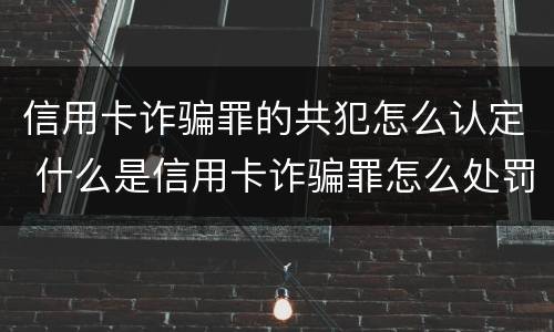 信用卡诈骗罪的共犯怎么认定 什么是信用卡诈骗罪怎么处罚