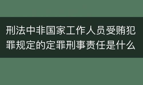 刑法中非国家工作人员受贿犯罪规定的定罪刑事责任是什么