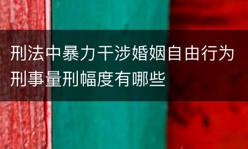 刑法中暴力干涉婚姻自由行为刑事量刑幅度有哪些