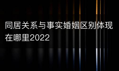 同居关系与事实婚姻区别体现在哪里2022