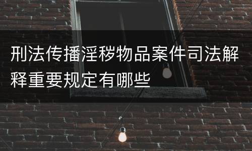 刑法传播淫秽物品案件司法解释重要规定有哪些