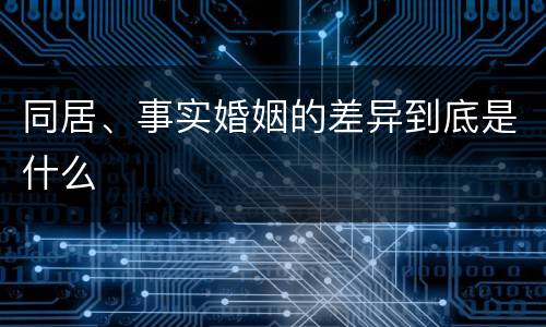 同居、事实婚姻的差异到底是什么