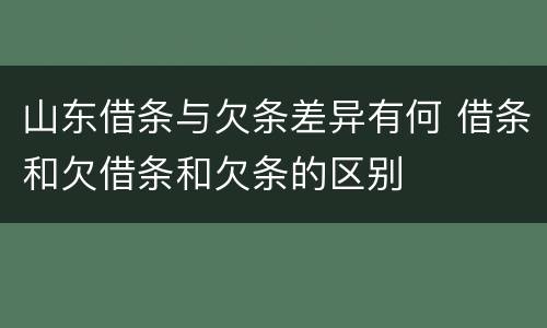 山东借条与欠条差异有何 借条和欠借条和欠条的区别