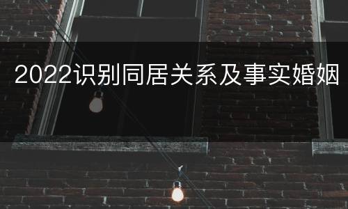 2022识别同居关系及事实婚姻