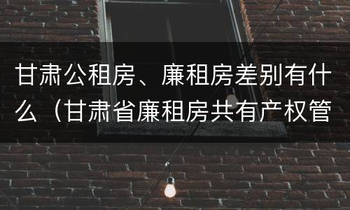 甘肃公租房、廉租房差别有什么（甘肃省廉租房共有产权管理办法）