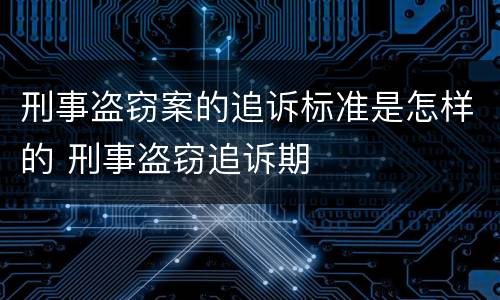 刑事盗窃案的追诉标准是怎样的 刑事盗窃追诉期