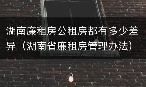 湖南廉租房公租房都有多少差异（湖南省廉租房管理办法）
