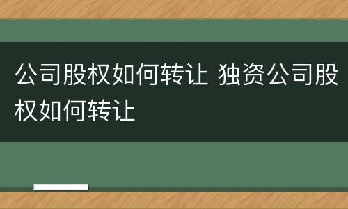公司股权如何转让 独资公司股权如何转让