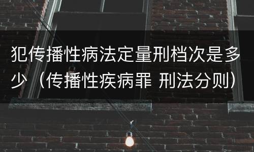 犯传播性病法定量刑档次是多少（传播性疾病罪 刑法分则）