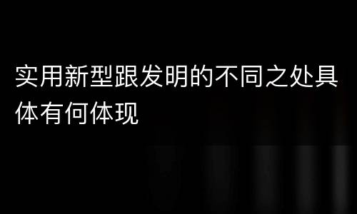 实用新型跟发明的不同之处具体有何体现