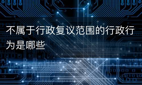 不属于行政复议范围的行政行为是哪些