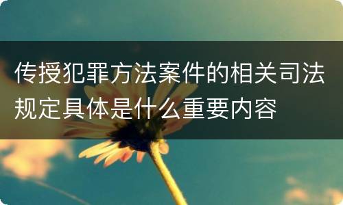 传授犯罪方法案件的相关司法规定具体是什么重要内容