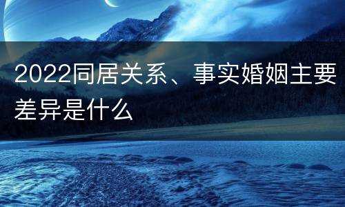 2022同居关系、事实婚姻主要差异是什么