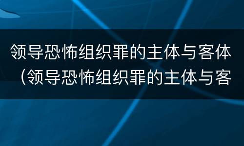 领导恐怖组织罪的主体与客体（领导恐怖组织罪的主体与客体的关系）