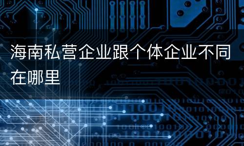 海南私营企业跟个体企业不同在哪里