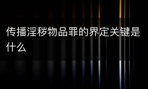 传播淫秽物品罪的界定关键是什么