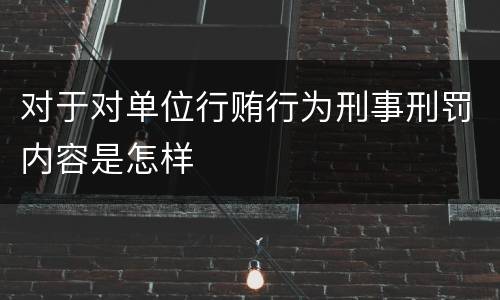 对于对单位行贿行为刑事刑罚内容是怎样