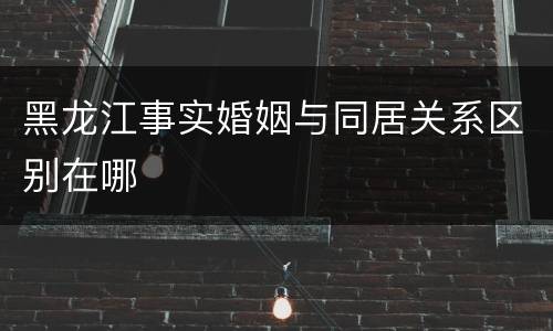 黑龙江事实婚姻与同居关系区别在哪