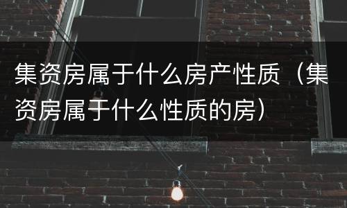 集资房属于什么房产性质（集资房属于什么性质的房）