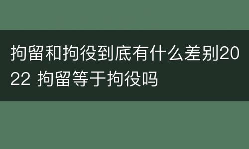 拘留和拘役到底有什么差别2022 拘留等于拘役吗