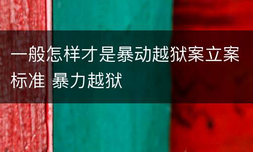 一般怎样才是暴动越狱案立案标准 暴力越狱