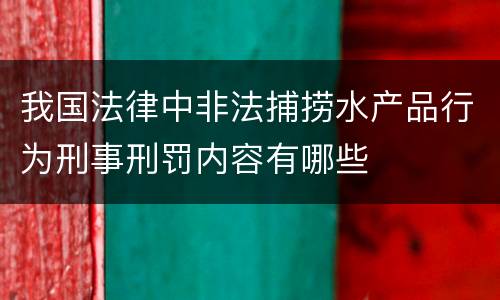 我国法律中非法捕捞水产品行为刑事刑罚内容有哪些