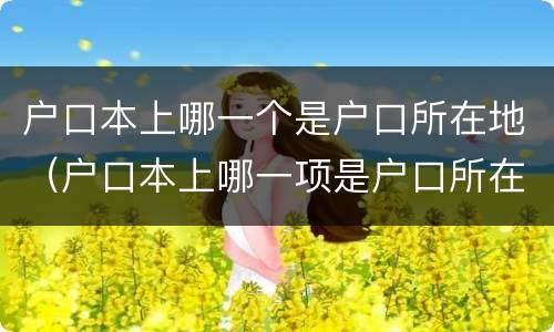 户口本上哪一个是户口所在地（户口本上哪一项是户口所在地）