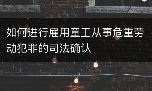 如何进行雇用童工从事危重劳动犯罪的司法确认