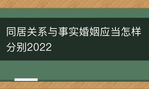 同居关系与事实婚姻应当怎样分别2022