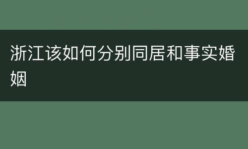 浙江该如何分别同居和事实婚姻