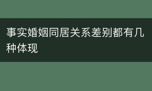 事实婚姻同居关系差别都有几种体现