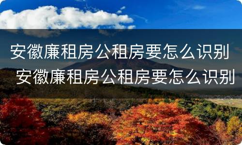安徽廉租房公租房要怎么识别 安徽廉租房公租房要怎么识别才能申请