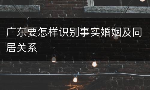 广东要怎样识别事实婚姻及同居关系