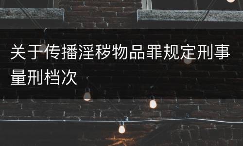 关于传播淫秽物品罪规定刑事量刑档次