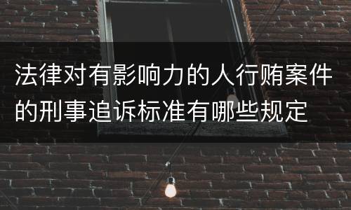 法律对有影响力的人行贿案件的刑事追诉标准有哪些规定