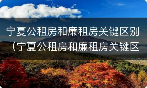 宁夏公租房和廉租房关键区别（宁夏公租房和廉租房关键区别是什么）