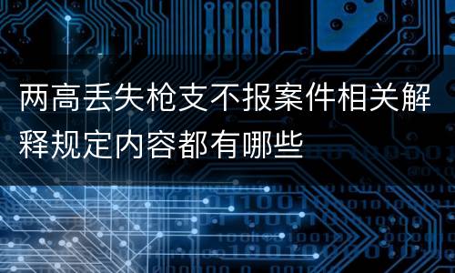 两高丢失枪支不报案件相关解释规定内容都有哪些