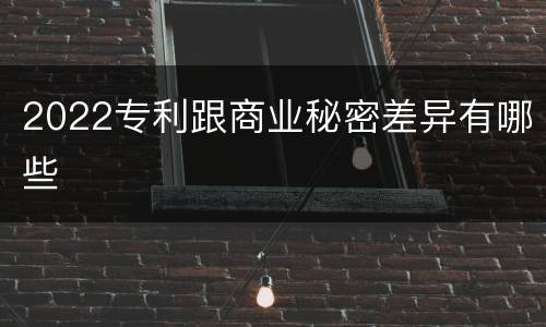 2022专利跟商业秘密差异有哪些