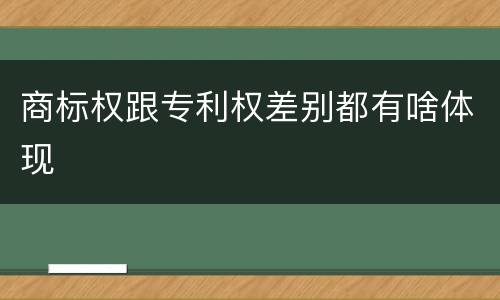 商标权跟专利权差别都有啥体现