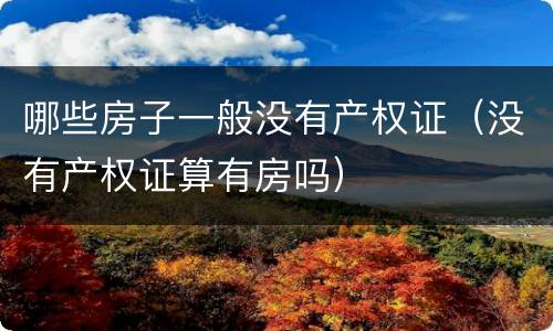 哪些房子一般没有产权证（没有产权证算有房吗）